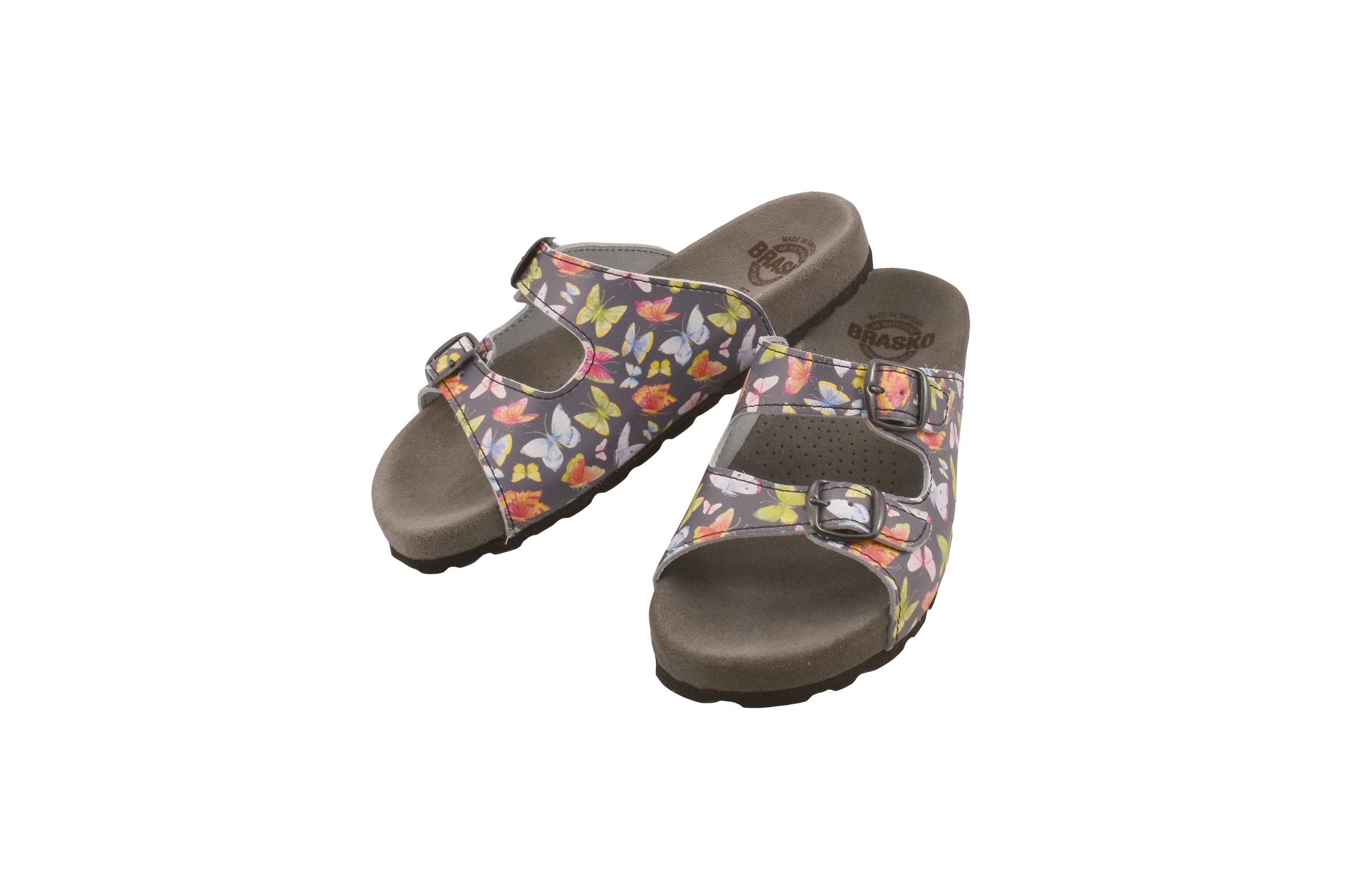 Sandal med fjärilsmönster på grafit botten