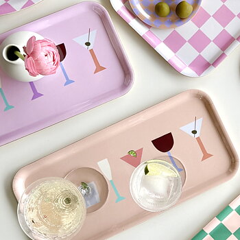 Peach COCKTAILS Serving Tray - 32x15 cm