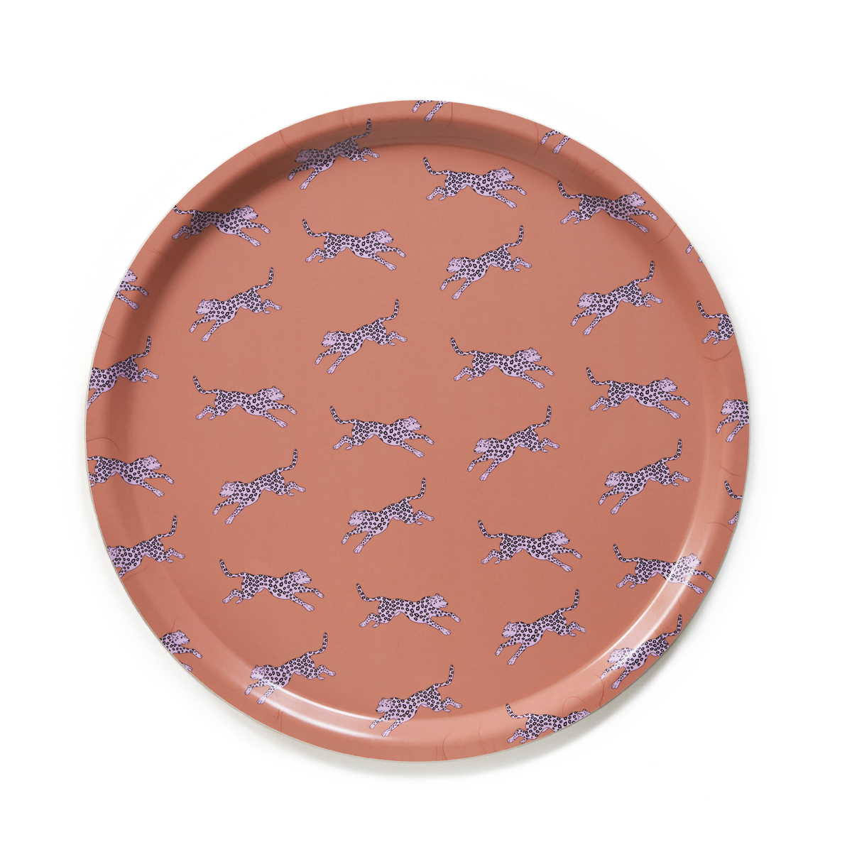 Orange Rund Leopard Bricka - 38 cm