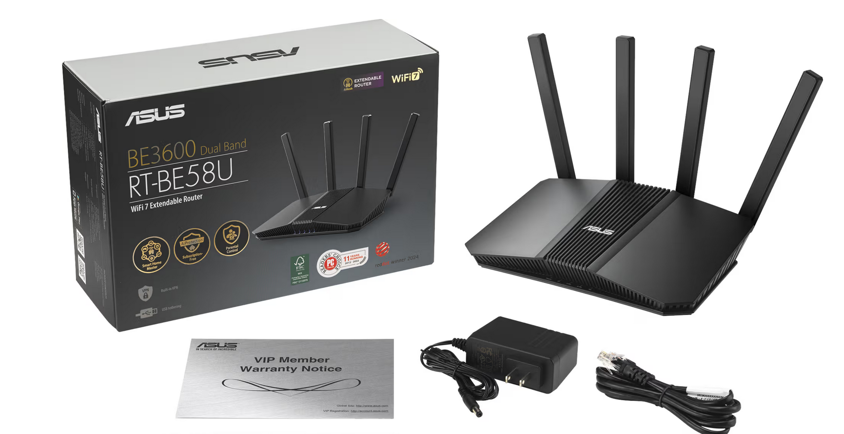  ASUS RT-BE58U Router WiFi 7 | AiMesh | 4K-QAM | MLO | AI Detection 2.5G WAN/LAN port - 2