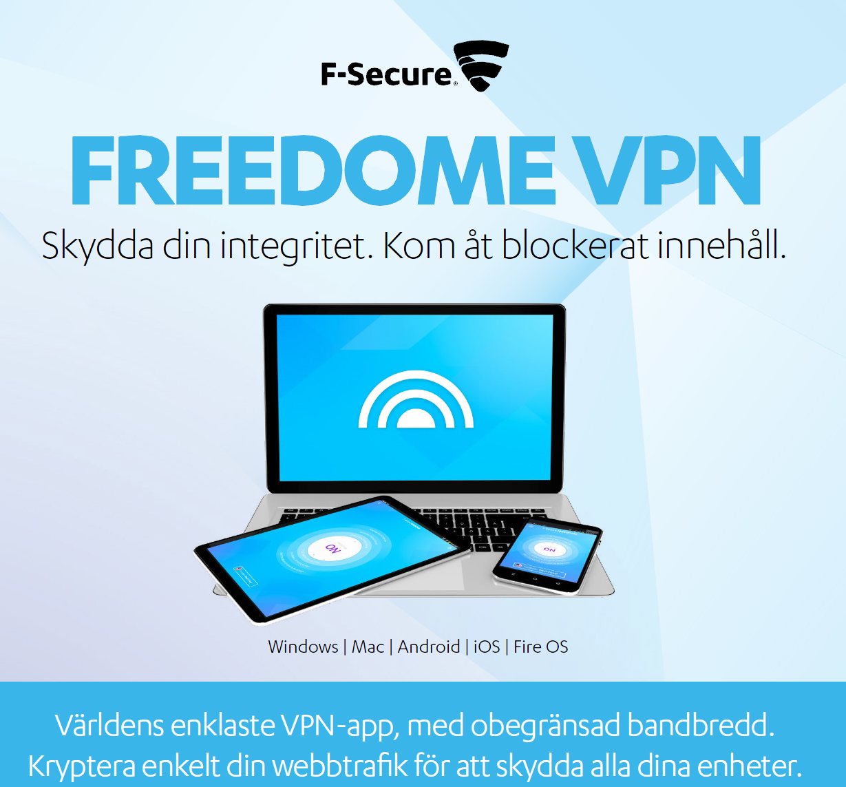 F-Secure Freedome VPN 1 år Prenumeration 3-användare - 2