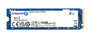 Kingston NV3 2TB SSD, M.2 NVMe Gen4 - Läs: 6000 MB, Skriv: 5000 MB, Garanti: 5 år 