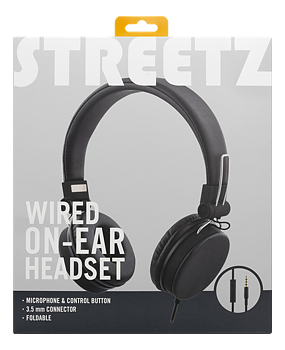 Streetz headset med mikrofon, hopfällbara - Svart eller vit