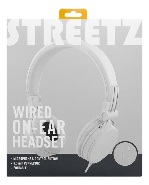 Streetz headset med mikrofon, hopfällbara - Svart eller vit - 5