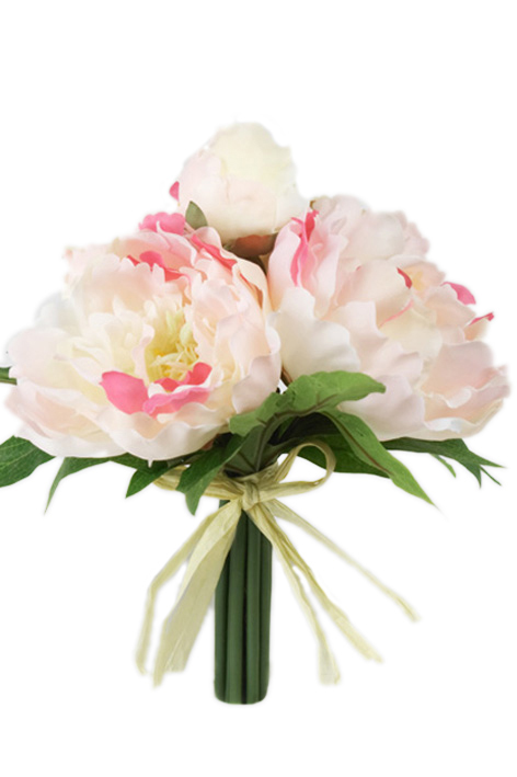 PIONBUKETT LJUSROSA - 25 CM - SIDENBLOMMOR - 4