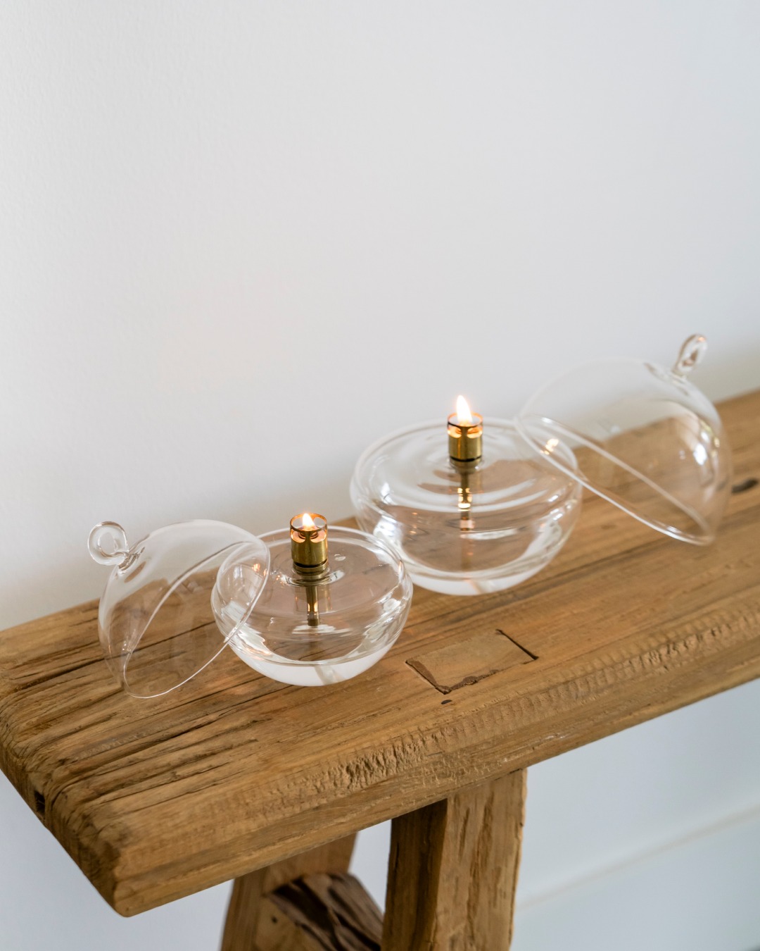 Oil lamp glass - Round with lid - Ø9 cm - 4