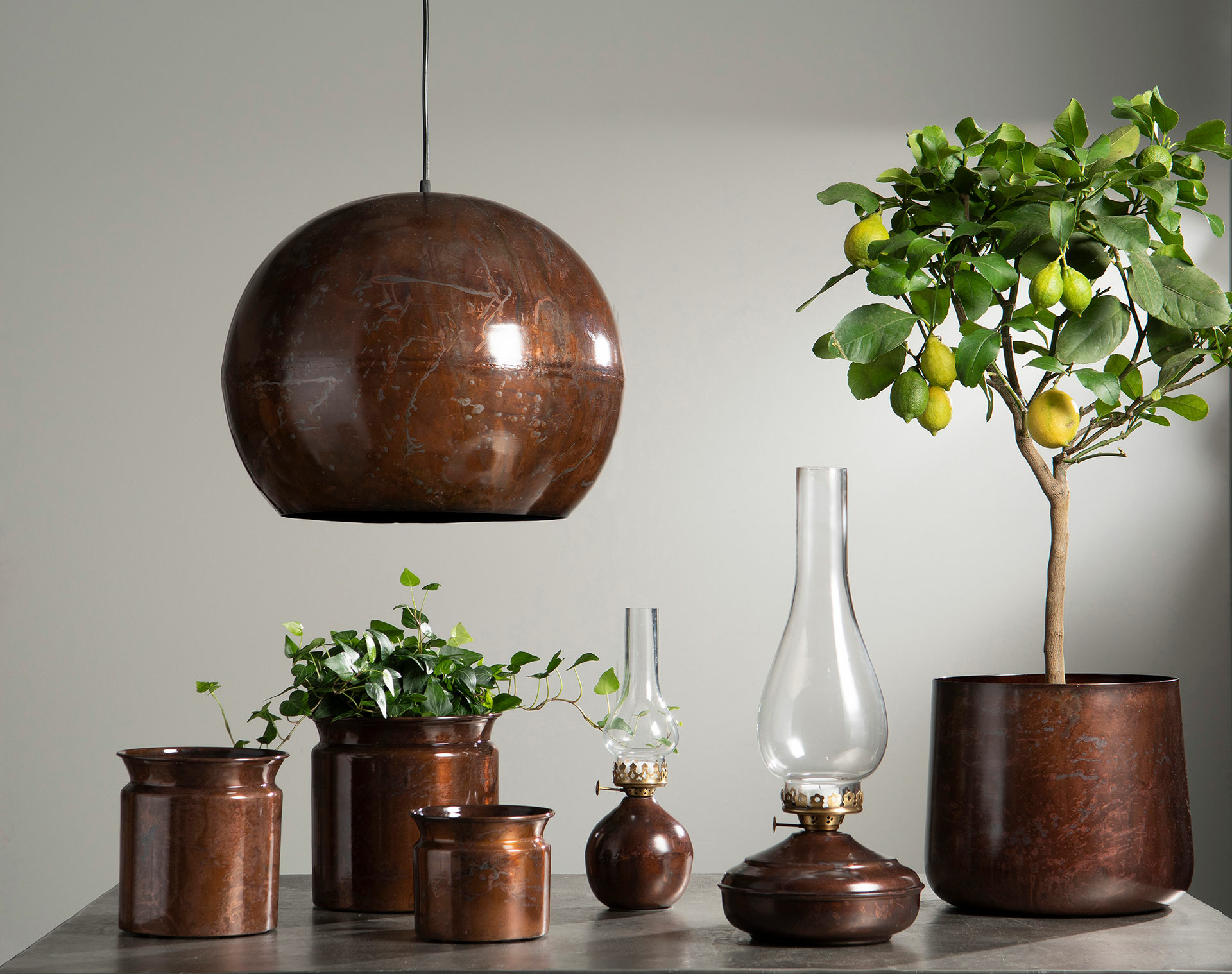 Lykta - Ljusstake - Ljuslykta - Antikbrun - Ø22x45 cm - 2