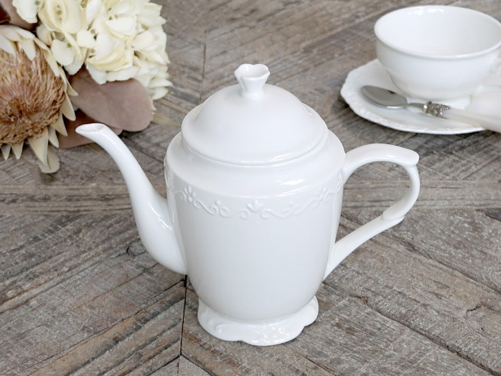 White coffee pot - Pot 100% porcelain - Provence - 2