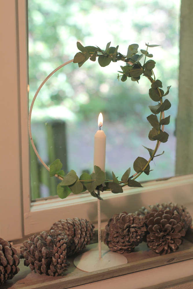 Ljusstake med ljusring - Antikvit - 40 cm Ø 25 cm - 3