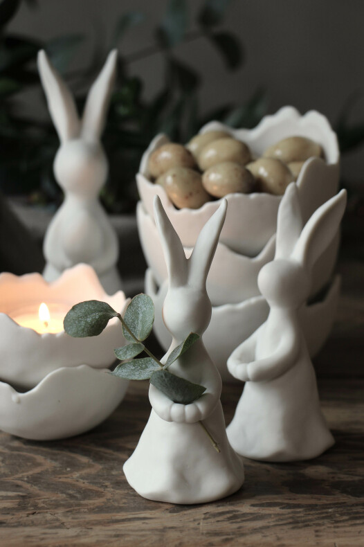 Kanin - Hare - Påskdekoration - Vit - Keramik - 12 cm - 10