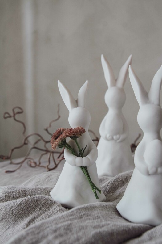 Kanin - Hare - Påskdekoration - Vit - Keramik - 12 cm - 6