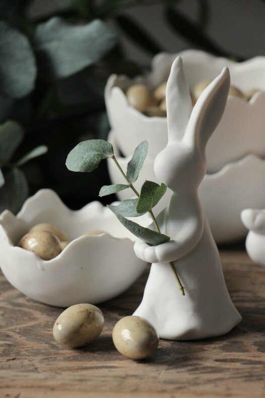 Kanin - Hare - Påskdekoration - Vit - Keramik - 12 cm - 5