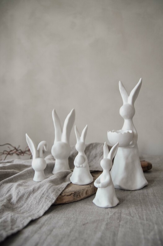 Kanin - Hare - Påskdekoration - Vit - Keramik - 10 cm - 5