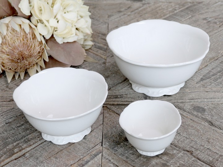 Bowls 3-pack Provence Porcelain White