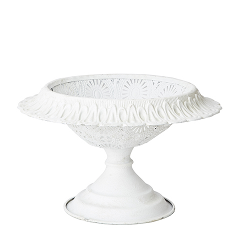 BOWL/PLATTER ON FOOT WHITE - ANTIQUE WHITE - 3