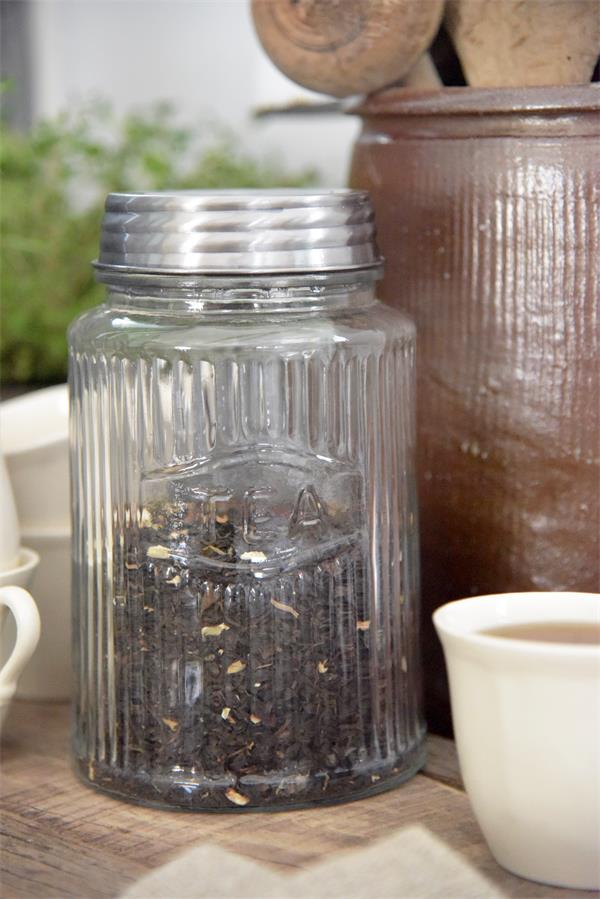 Glass jar - Storage jar with lid - 19 cm