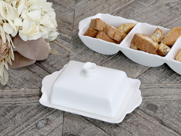 Butter dish - 20 cm - Provence - Porcelain White