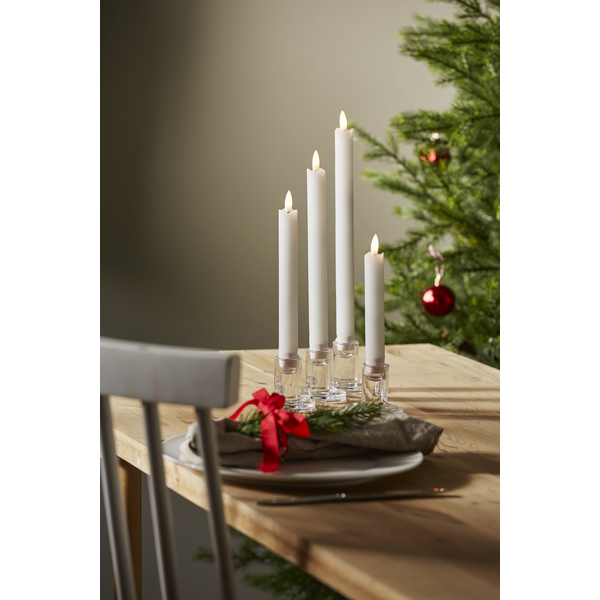 LED Antique Candles - Crown Candles with Natural Flame - 4-pack - White - 2