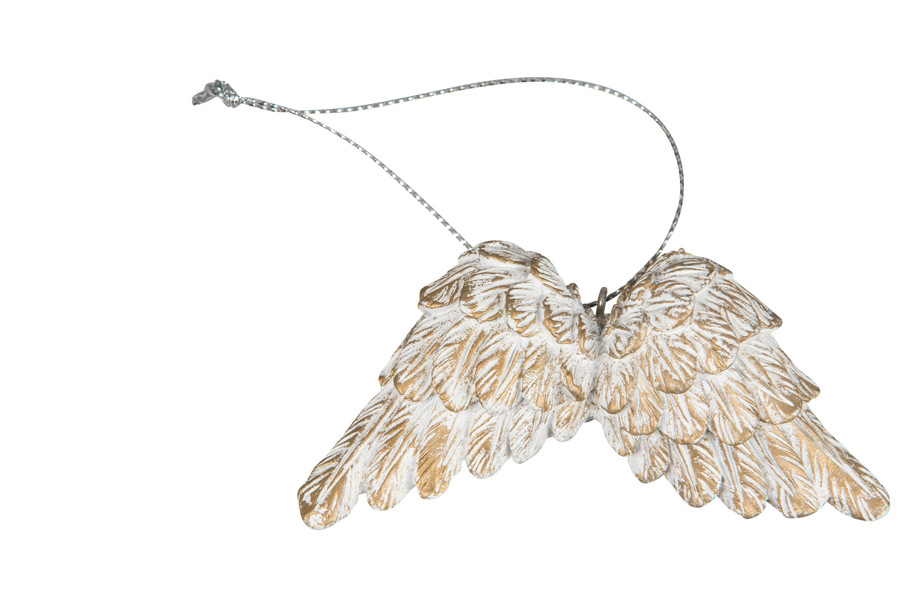 Angel Wings/Hanging White/Gold Poly - 8 cm - 2