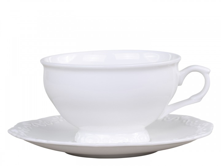 Tekopp med fat - Provence - Porslin - Vit - 9