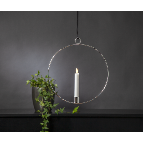 Ljusring - Ljusstake inkl. batteriljus - Silver - Ø 28,5 cm - 4