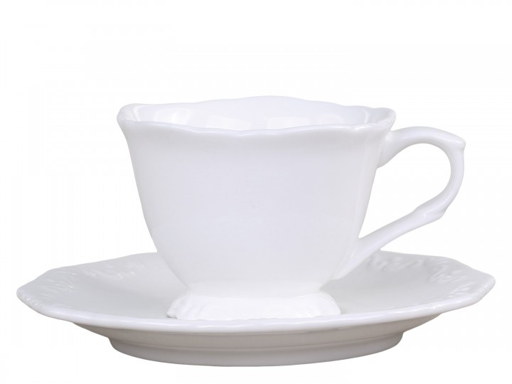 Espressokopp med fat Ø7 cm - Provence - Porslin - Vit - 2