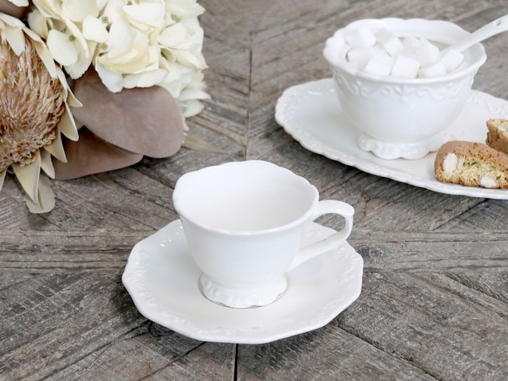 Espresso cup with saucer Ø7 cm - Provence - Porcelain - White