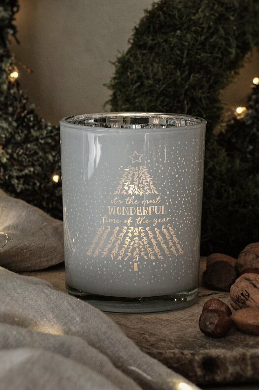 Majalykta - Majas Lykta - It's the most wonderful time of the year - Ljuslykta - Glas - 10x12 cm  - 2