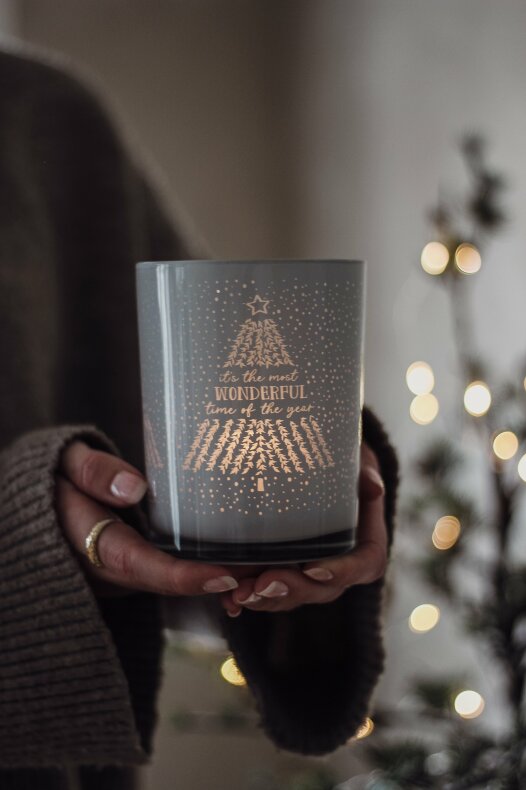 Majalykta - Majas Lykta - It's the most wonderful time of the year - Ljuslykta - Glas - 10x12 cm  - 3