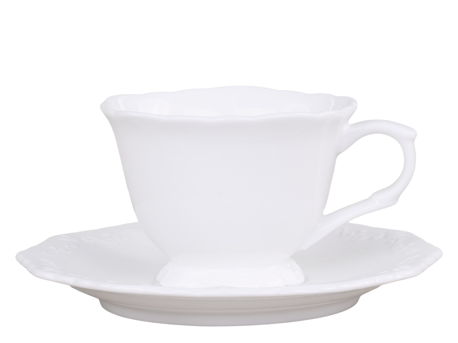 Kaffekopp med fat - Provence - Porslin - Vit - 5