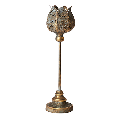 Lykta - Ljusstake på fot - Guld - 38 cm - 3