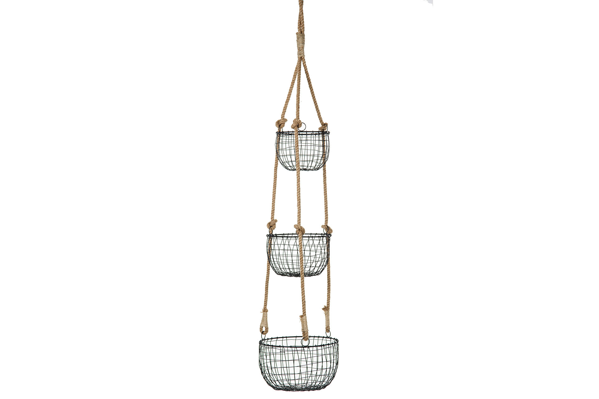 Hanging baskets - Hanging basket - Metal 3 pcs - Antique black - 126 cm - 3