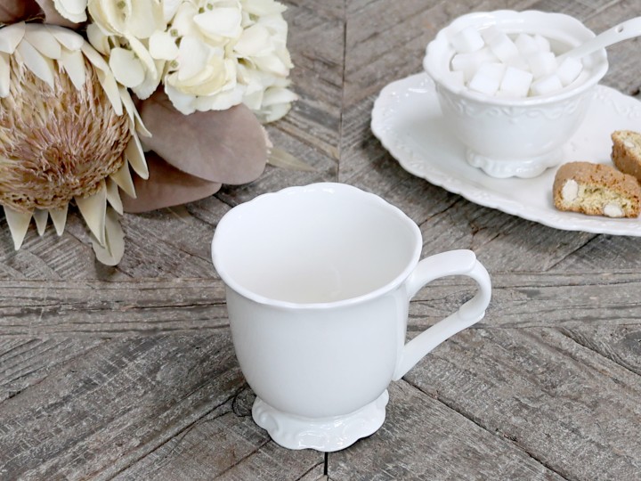 Mug - Cup with handle - Provence - Porcelain - White
