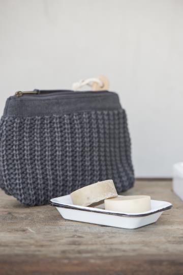 Rustic style soap dish - Enamel - White - 15.5x10.5 cm - 5