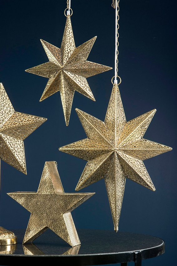 ADVENTSSTJÄRNA LAMPA BELYSNING  MÄSSING - 50 CM - 2