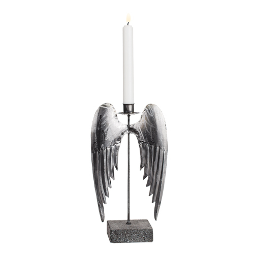 Ljusstake på lavasten - Änglavingar - 28 cm - 5