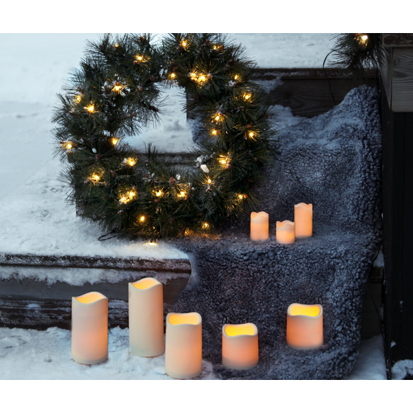 LED Blockljus Beige - 15 cm - 4