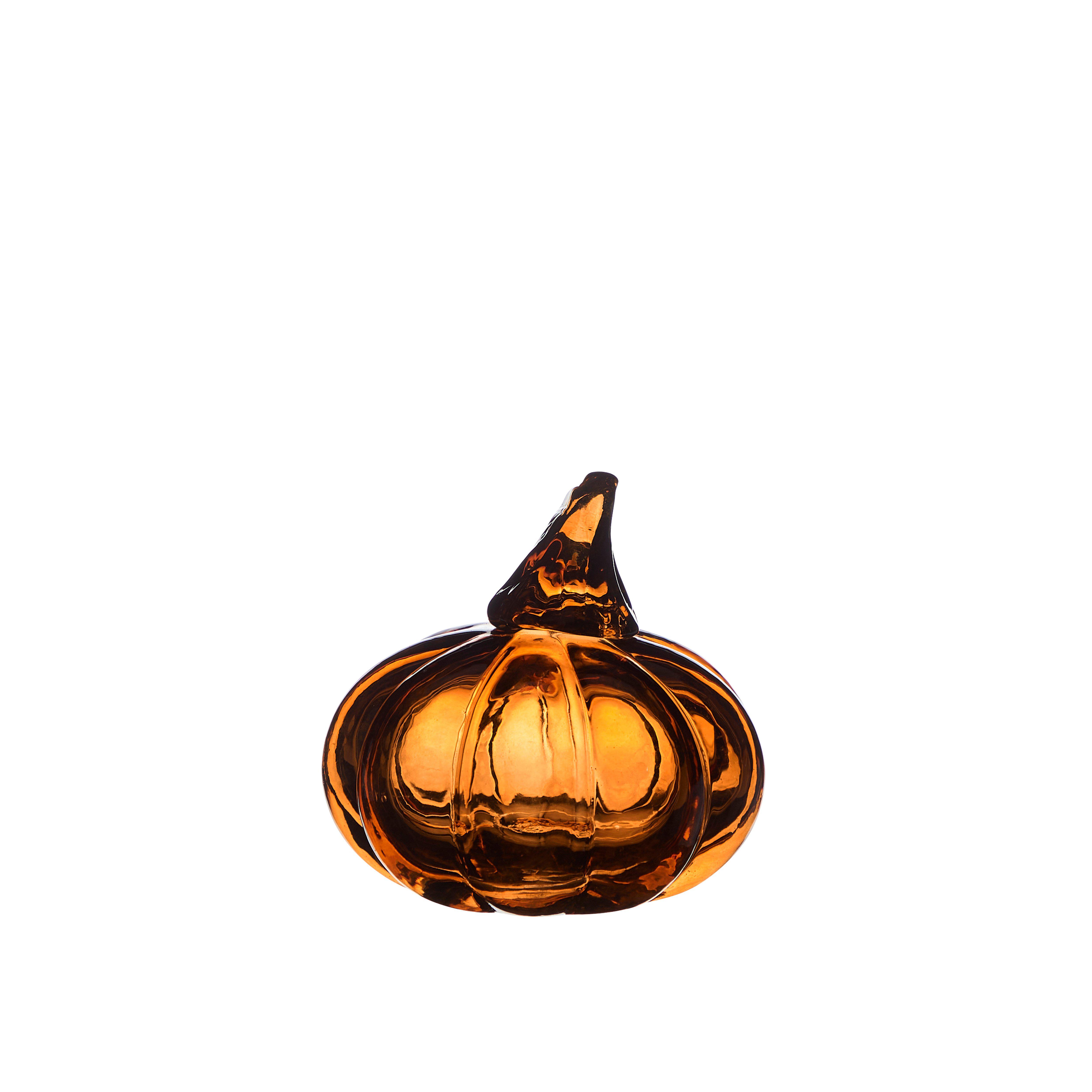 Pumpa Glas Rund Låg - 11x11 cm - Bärnsten - Prissänkt