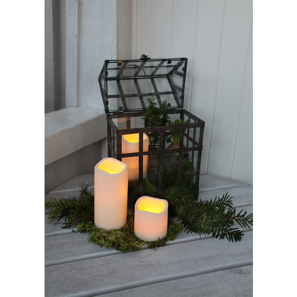 LED Block Candle Beige - 7.5 cm - 16