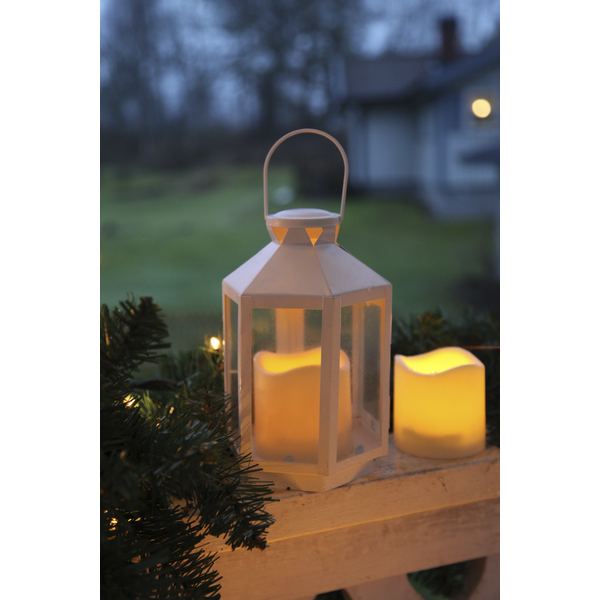 LED Block Candle Beige - 7.5 cm - 7