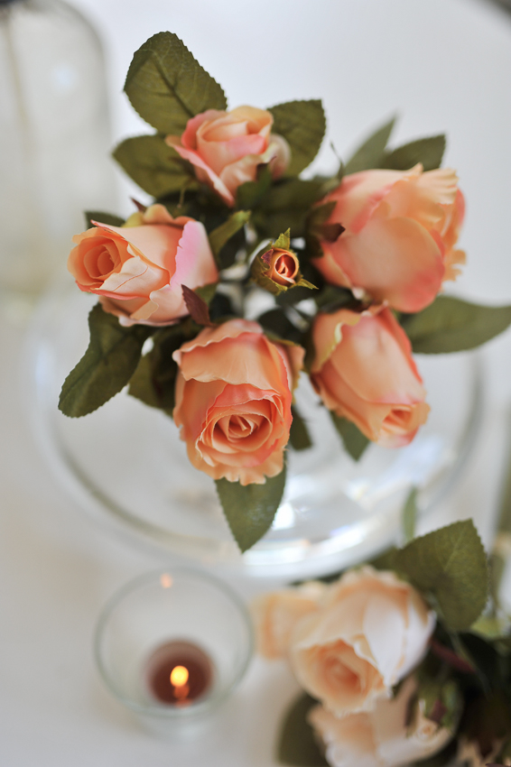 Rosbukett - Aprikos - Rosor - Sidenblommor - 25 cm - 4