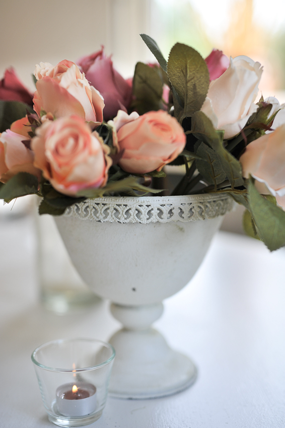 Rosbukett - Aprikos - Rosor - Sidenblommor - 25 cm - 3