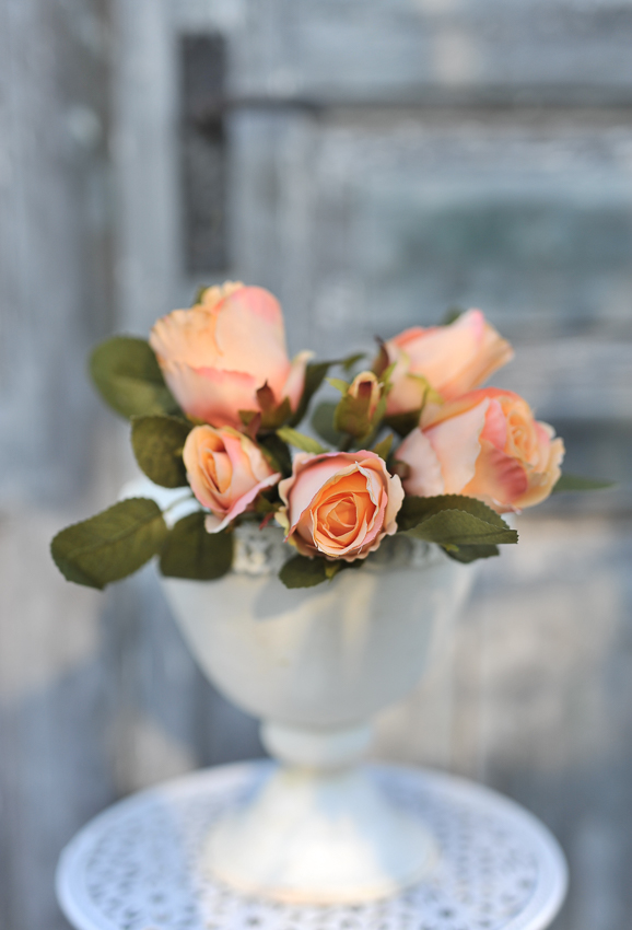 Rosbukett - Aprikos - Rosor - Sidenblommor - 25 cm - 2