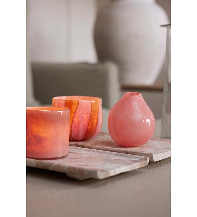 Lantern - Candle holder - Candlestick - Pink - Glass - 10x10 cm - 2