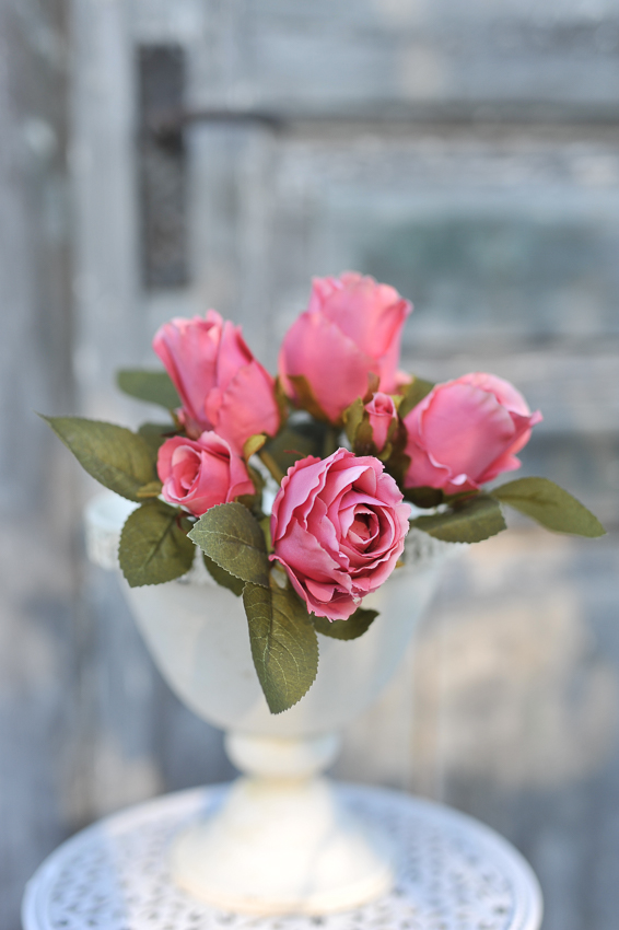 Rosbukett - Rosa - Rosor - Sidenblommor - 25 cm - 2