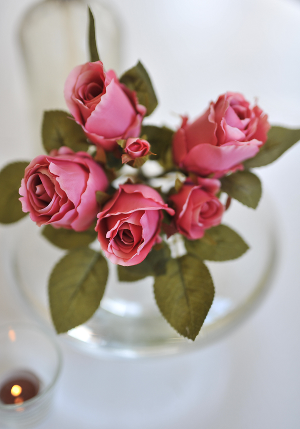 Rosbukett - Rosa - Rosor - Sidenblommor - 25 cm - 3