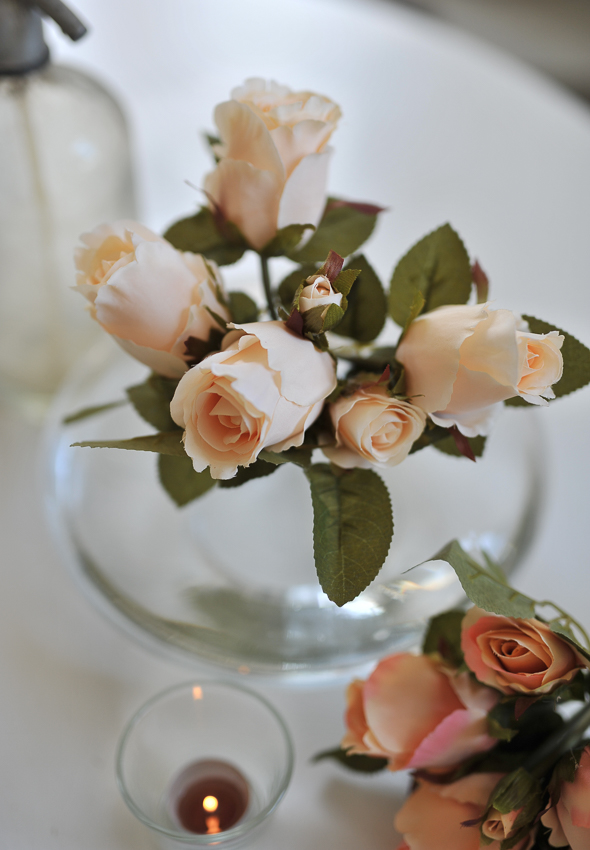 Rosbukett - Soft Pink - Rosor - Sidenblommor - 25 cm - 5