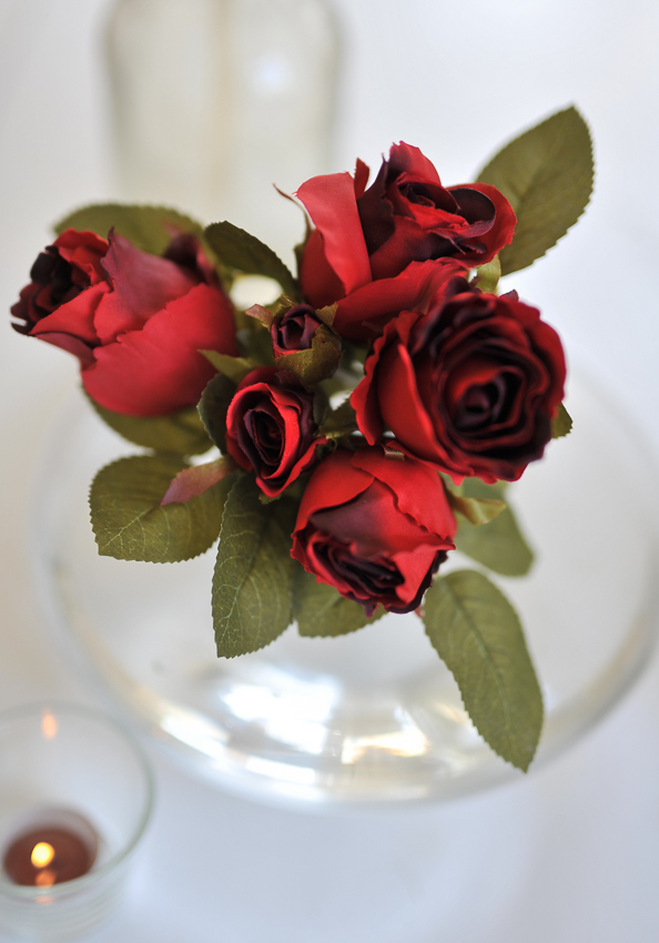 Rose bouquet - Red - Roses - Silk flowers - 25 cm - 2