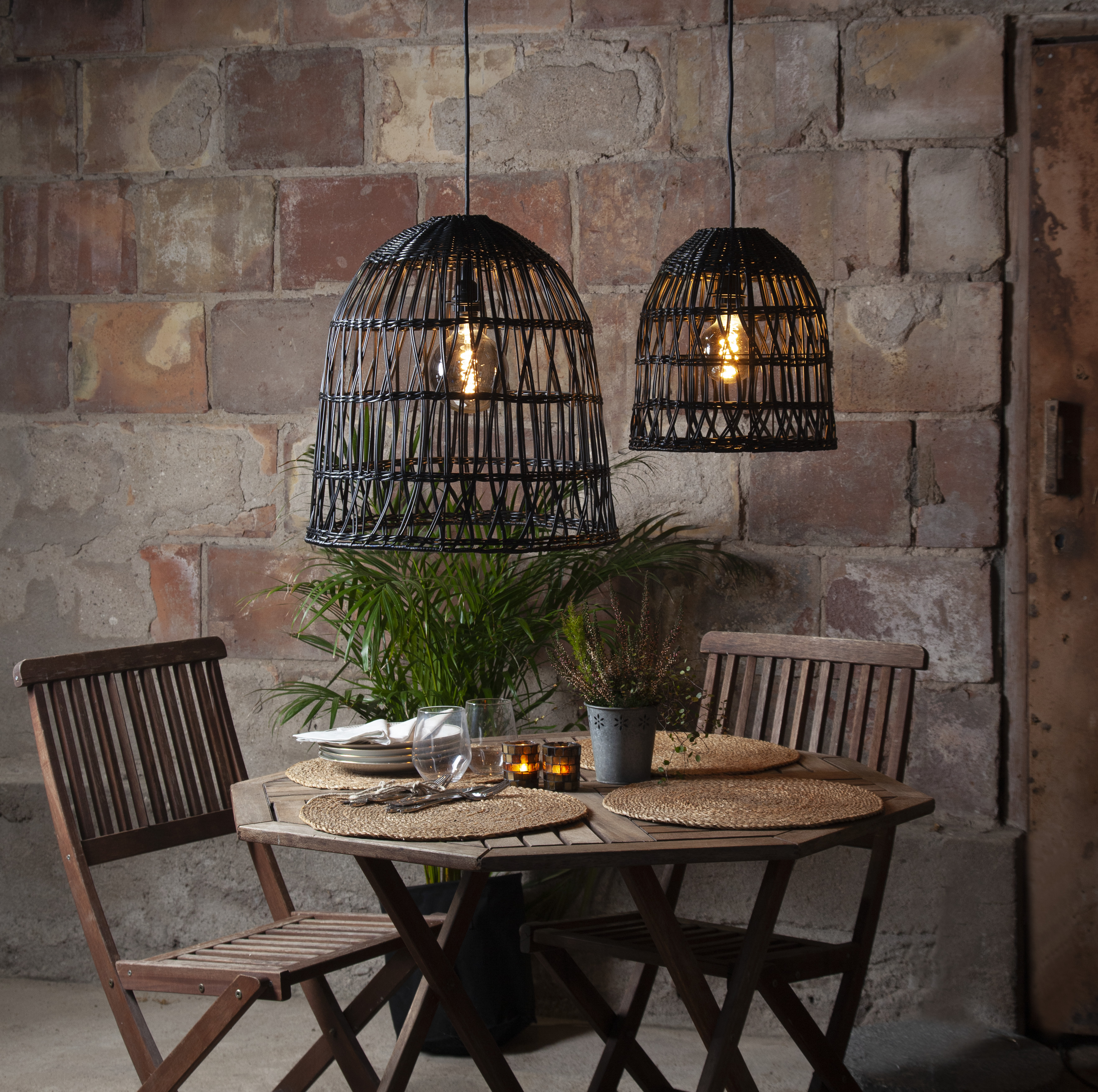 Lampshade Black - Synthetic rattan - 50x48 cm - 2