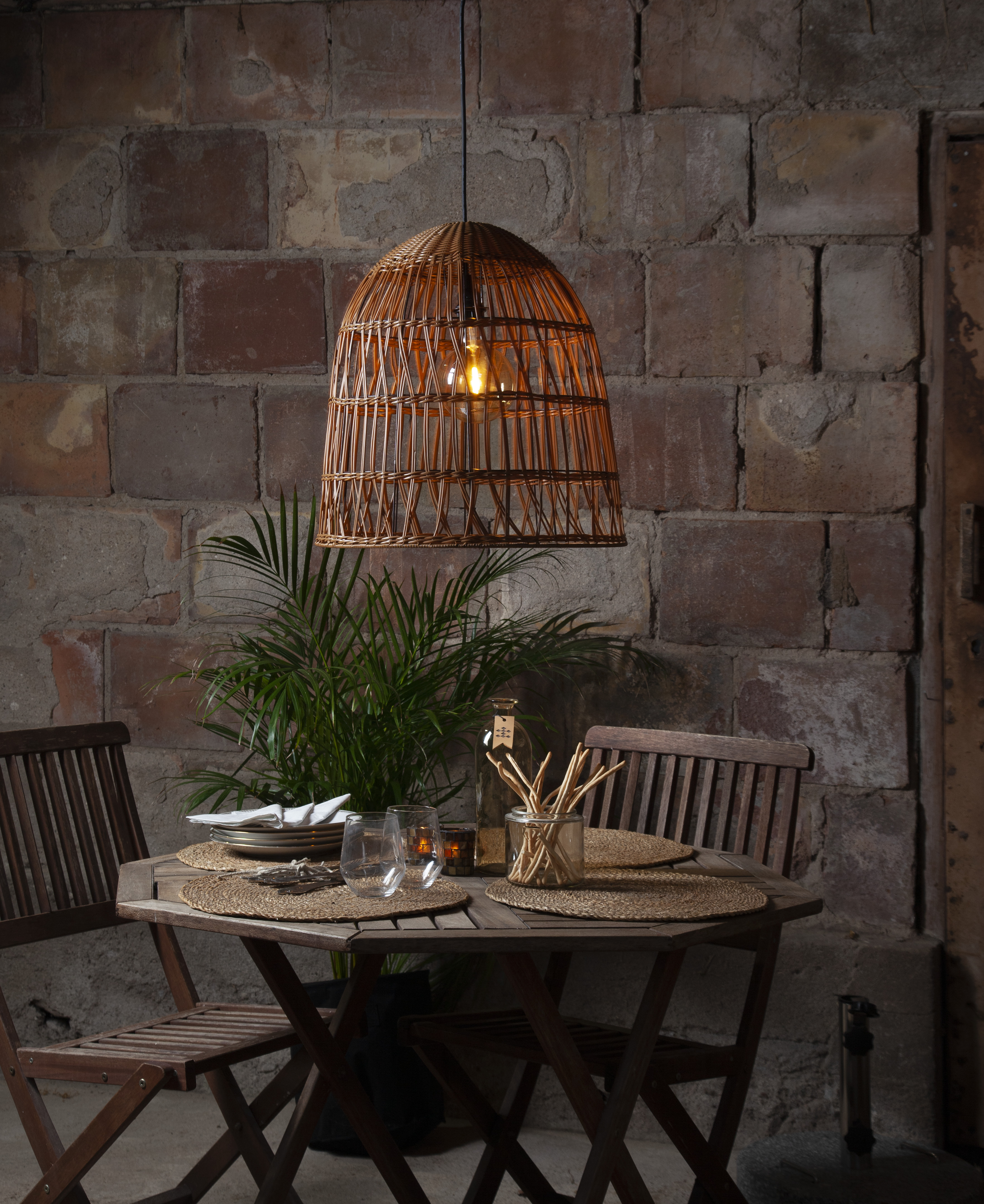 Lampshade Natural/Brown - Synthetic rattan - 50x48 cm - 8